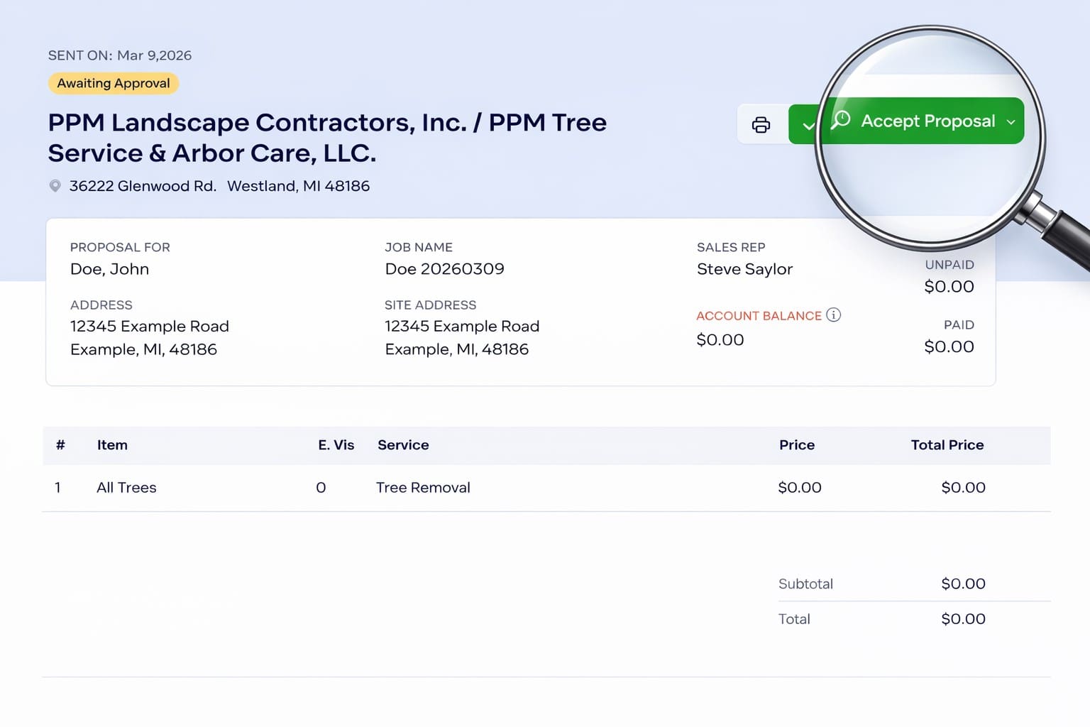 Proposal Example acceptance